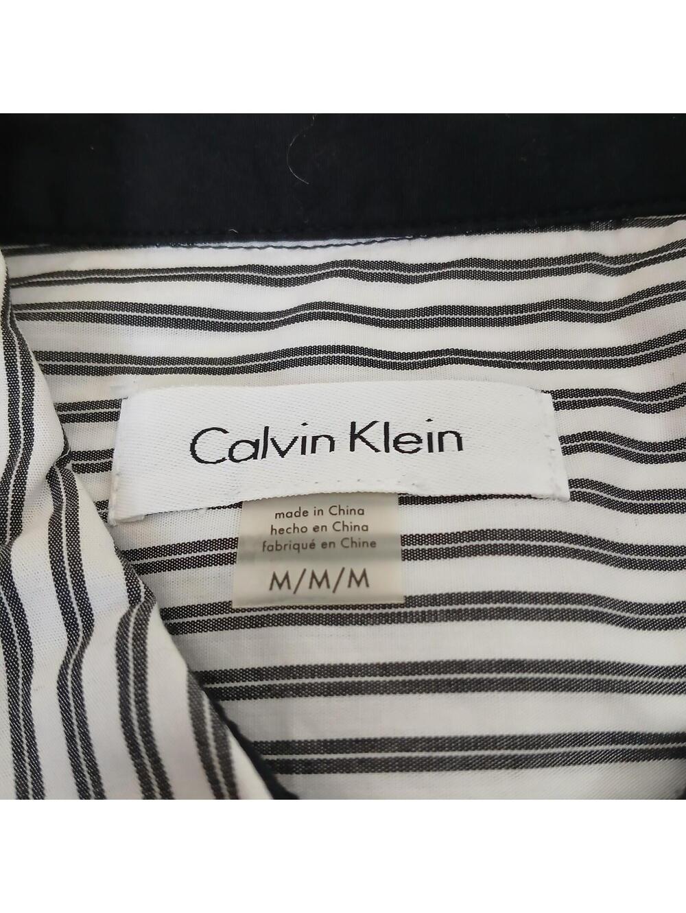 Calvin Klein Sleeveless Button Front Stripe Shirt Women Medium Cotton - Picture 4 of 7